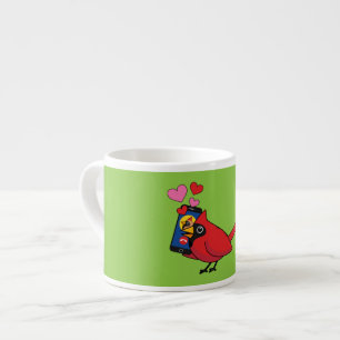 Startpagina van kardinaal vogelliefdesdenken espresso kop