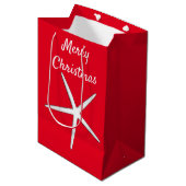 Startpatroon Rood wit strand Kerst Medium Cadeauzakje (Voorkant Gekanteld)