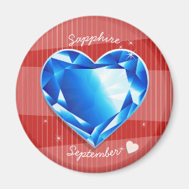 Startstenen september Sapphire Blue Heart Magneet