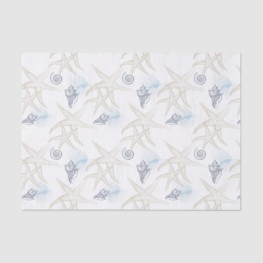 Startvel Shell White Blue Beach Weefpapier Tissuepapier (Voorkant)