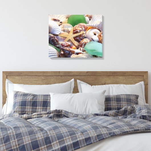 Startvis en zeeschelpenschroot canvas afdruk (Insitu (Slaapkamer))