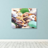 Startvis en zeeschelpenschroot canvas afdruk (Insitu (Houten vloer))