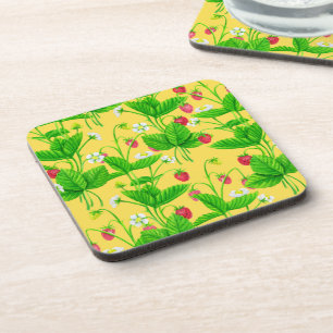 Starwberry tuin op geel bier onderzetter