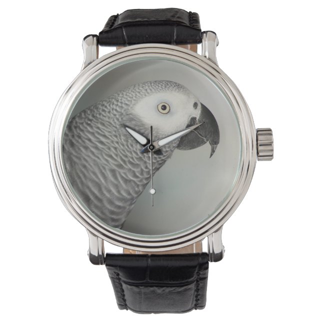 State African Gray Parrot Horloge (Voorkant)