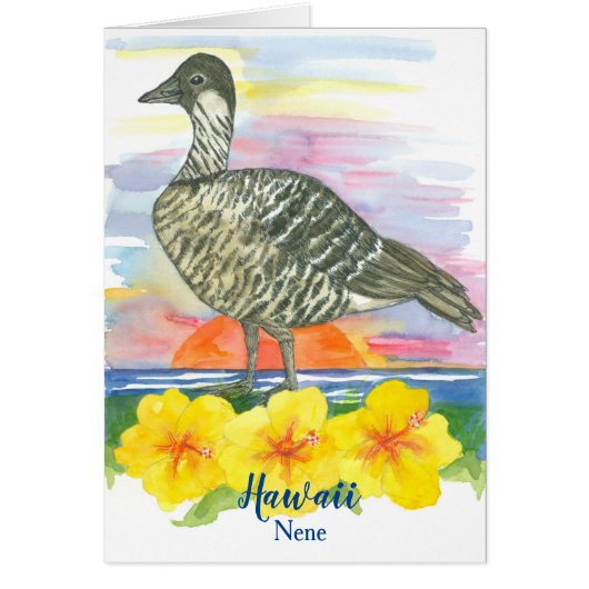 State Bird of Hawaii Nene Watercolor Blank (Devant)