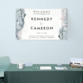 State Blue & Blush Pink Minimalist Marble Welkom Spandoek (Beurs)