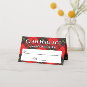 State Clan Wallace Red en Black Tartan Motto