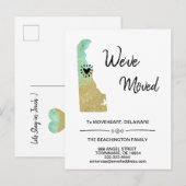 *~* STATE DELAWARE Bewegend Glitter - Nieuw Adres Aankondigingskaart (Voorkant / Achterkant)