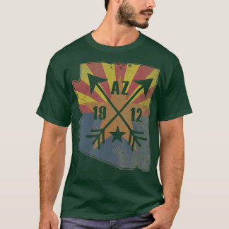 State Flag of Arizona Kaart Retro Fade Mannen Vrou T-shirt