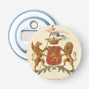 State Heraldic Badge met Griffin en Lion Button Flesopener