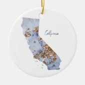State-kaart van Blue & Gold California Keramisch Ornament (Voorkant)