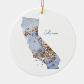 State-kaart van Blue & Gold California Keramisch Ornament