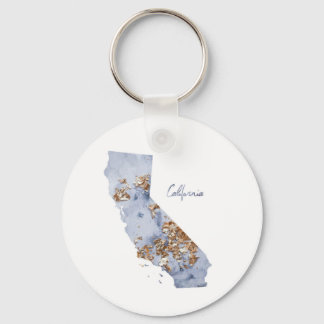 State-kaart van Blue & Gold California Sleutelhanger