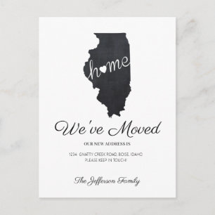 State Map Moving Briefkaart van Illinois Chalkboar