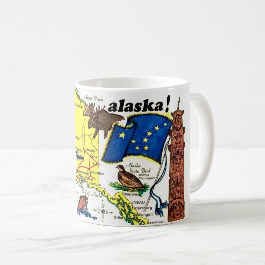 State of Alaska Map Postcard Mug (Devant droit)