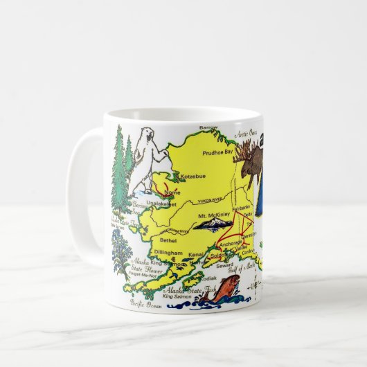 State of Alaska Map Postcard Mug (Devant gauche)