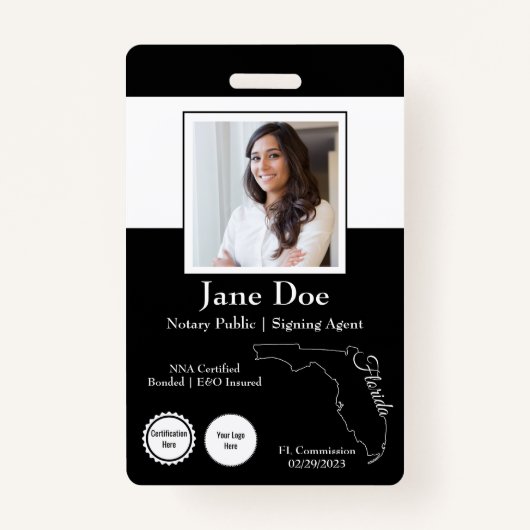 State of Florida Notary Public Badge met QR-code (Voorkant)