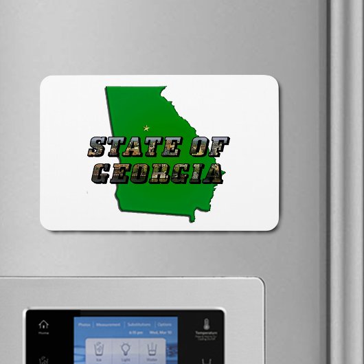 State of Georgia Kaart Omtrek en Afbeelding Tekst Magneet