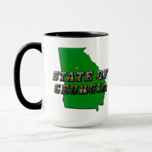 State of Georgia Kaart Omtrek en Afbeelding Tekst Mok