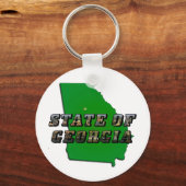 State of Georgia Kaart Omtrek en Afbeelding Tekst Sleutelhanger (Voorkant)