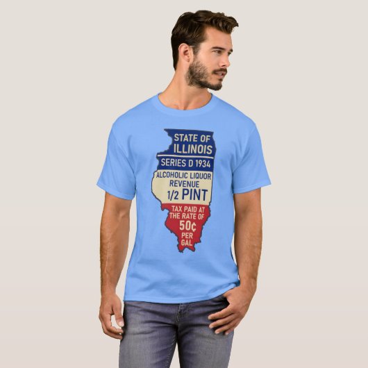 State of Illinois Liquor Tax Sticker T-shirt (Voorkant volledig)