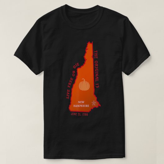 State of New Hampshire-kaart met staatssymbool en T-shirt (Design voorkant)
