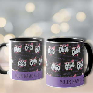 State of Ohio zwart paarse roze patroon Mok