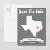 State of Texas Chevron Save The Date Heart Kaart K (Voorkant / Achterkant)