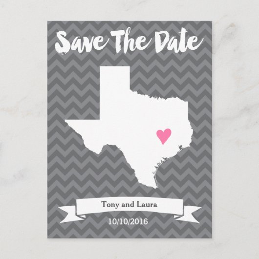 State of Texas Chevron Save The Date Heart Kaart K (Voorkant)