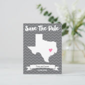State of Texas Chevron Save The Date Heart Kaart K (Staand voorkant)