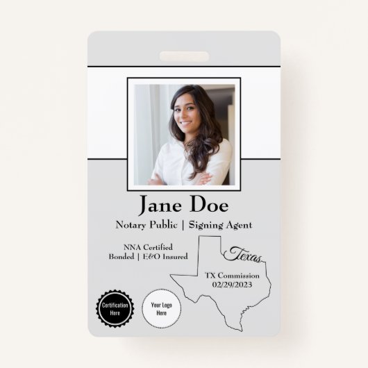 State of Texas Notary Public Badge met QR-code (Voorkant)