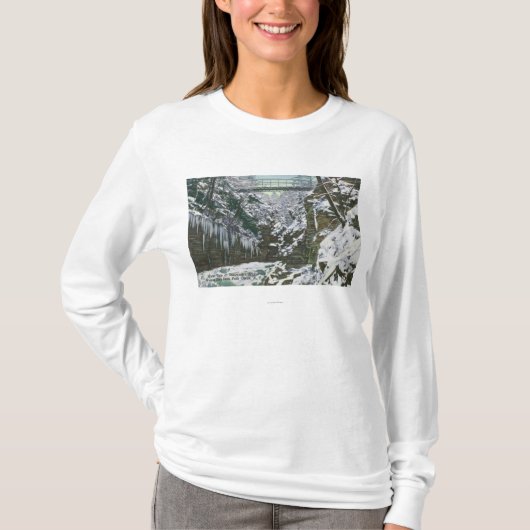 State Park Gorge Suspension Bridge Uitzicht in T-shirt (Voorkant)