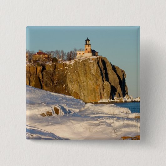 State Park Split Rock Lighthouse op Lake Vierkante Button 5,1 Cm (Voorkant)