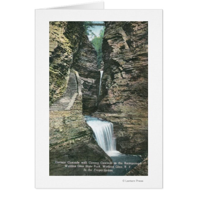 State Park Uitzicht of Curtain en Cavern Cascades (Voorkant)