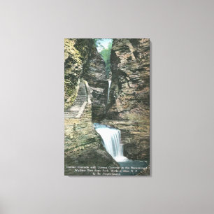 State Park Uitzicht of Curtain en Cavern Cascades Canvas Afdruk