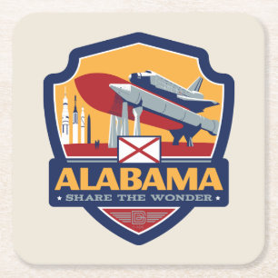 State Pride Alabama Vierkante Kartonnen Onderzetter