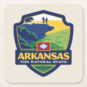 State Pride Arkansas Vierkante Kartonnen Onderzetter