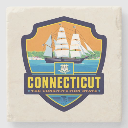 State Pride | Connecticut Stenen Onderzetter (Voorkant)