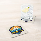 State Pride | Connecticut Vierkante Kartonnen Onderzetter (Insitu)