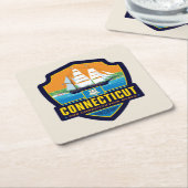State Pride | Connecticut Vierkante Kartonnen Onderzetter (Schuin)
