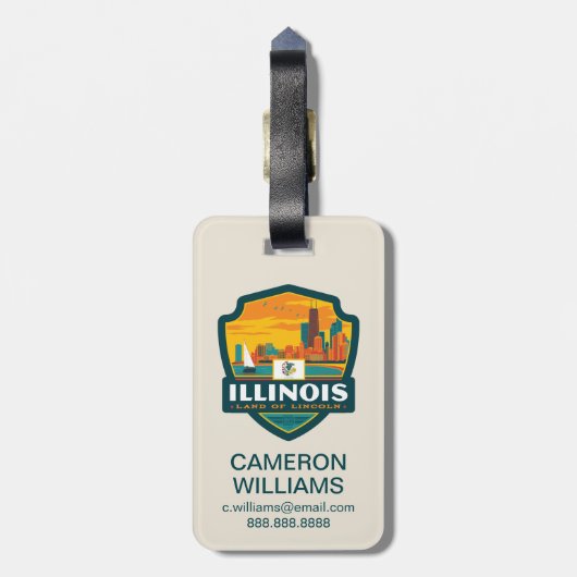 State Pride | Illinois Bagagelabel (Achterkant verticaal)