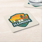 State Pride | Illinois Vierkante Kartonnen Onderzetter (Schuin)