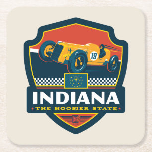 State Pride   Indiana Vierkante Kartonnen Onderzetter