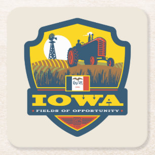 State Pride Iowa Vierkante Kartonnen Onderzetter