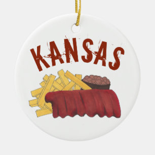 State Pride Kansas City KS Barbecue Spare Ribs BBQ Keramisch Ornament
