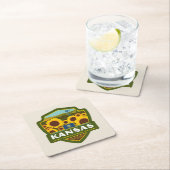 State Pride | Kansas Vierkante Kartonnen Onderzetter (Insitu)