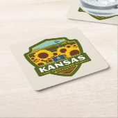 State Pride | Kansas Vierkante Kartonnen Onderzetter (Schuin)