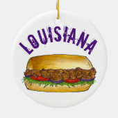 State Pride Louisiana Shrimp Po'Boy Sandwich Keramisch Ornament (Achterkant)