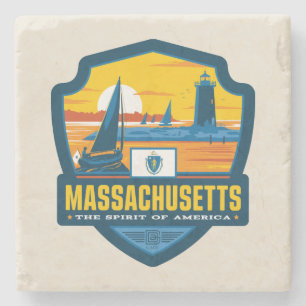 State Pride   Massachusetts Stenen Onderzetter