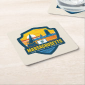 State Pride | Massachusetts Vierkante Kartonnen Onderzetter (Schuin)